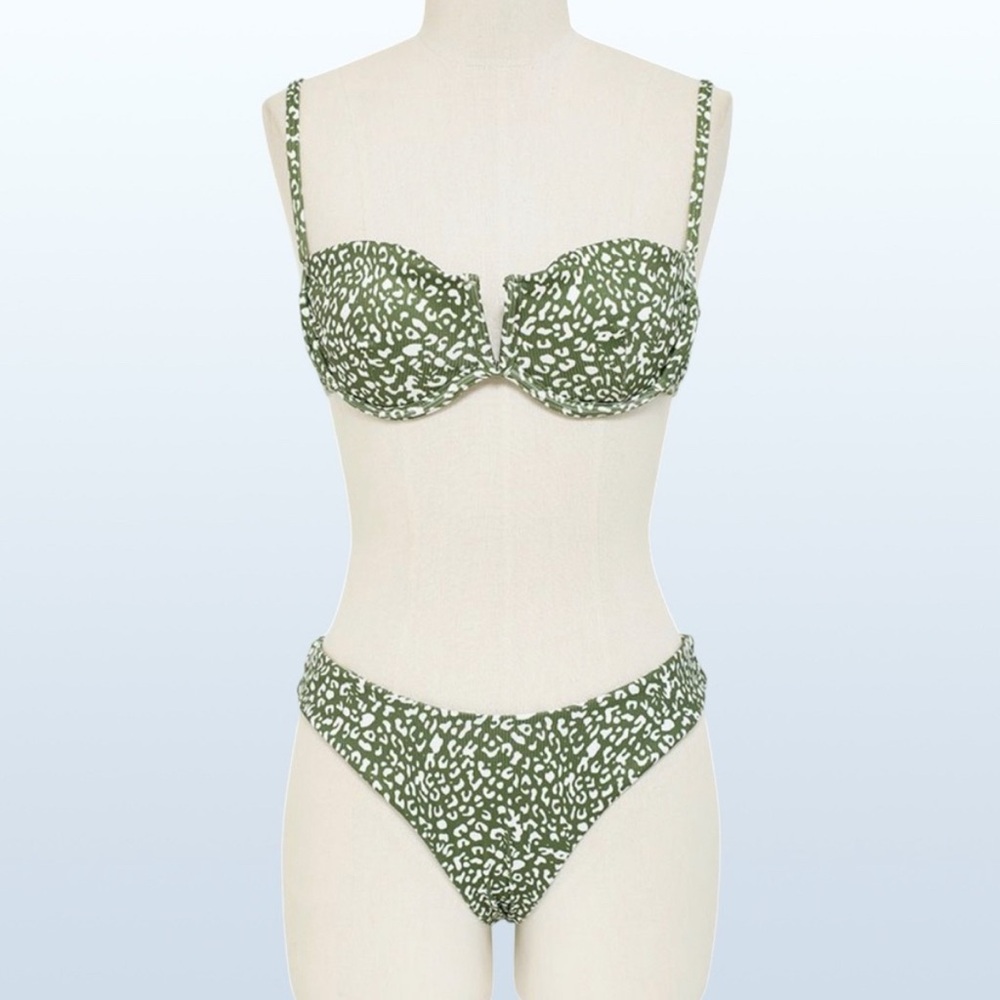 Green Leopard Print Bikini Set